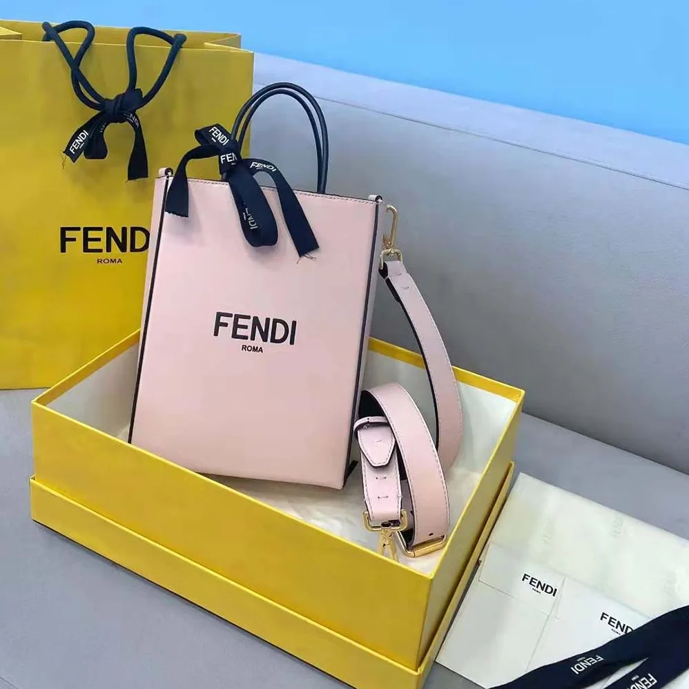Fendi Fendi Pack Small Shopping Bag Pink Leather Bag for Women Fendi Fendi Pack Small Shopping Bag Pink Leather Bag for Women