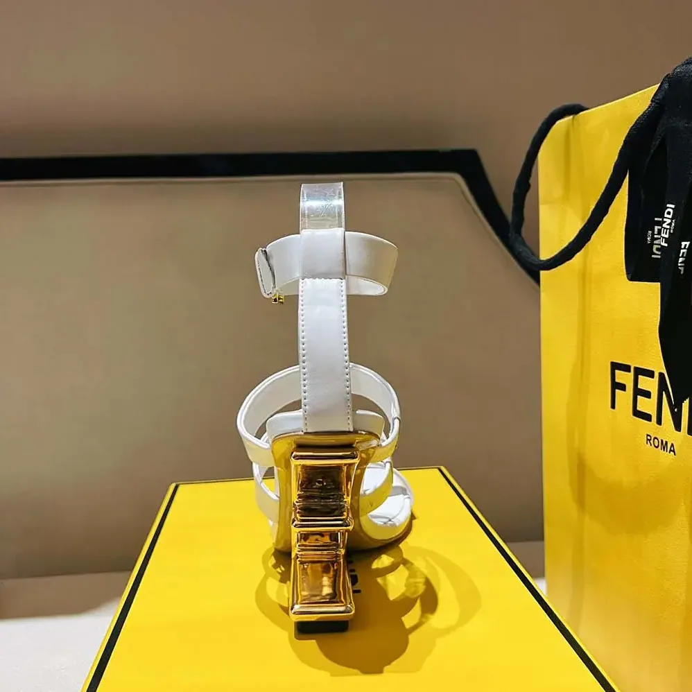 Fendi First White Leather High for Women in heeled Sandals Fendi First White Leather High for Women in heeled Sandals