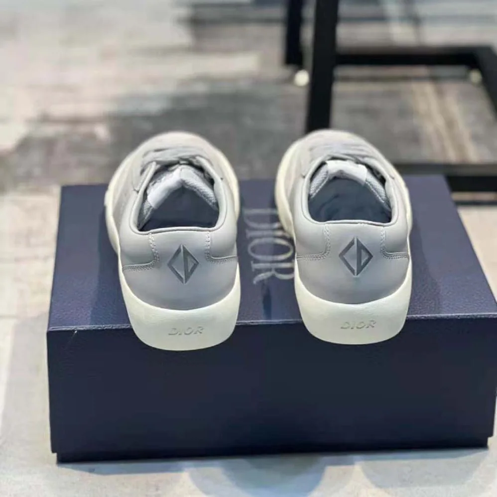 Dior B101 Sneaker Dior Gray Smooth Calfskin and Nubuck for Men