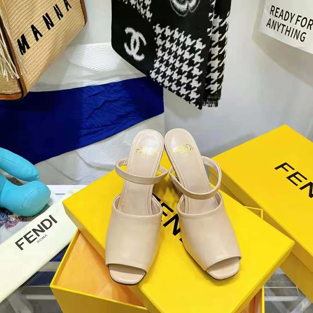 Fendi First Pink Leather High for Women in Heeled Sandals Fendi First Pink Leather High for Women in Heeled Sandals