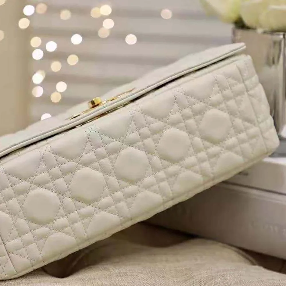 Dior Large Dior Caro Bag Supple Cannage Calfskin for Women in White