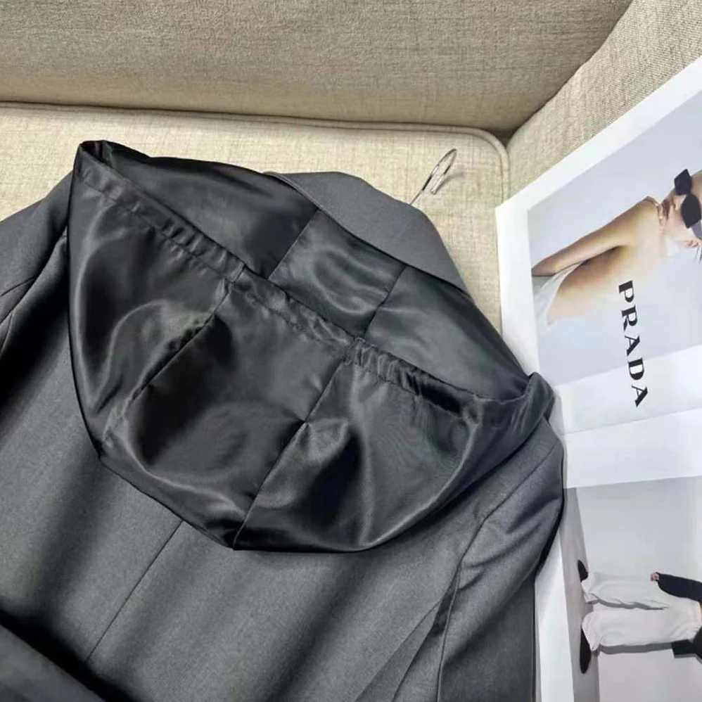 Prada Single-breasted Wool and Re-Nylon Jacket for Women in Black