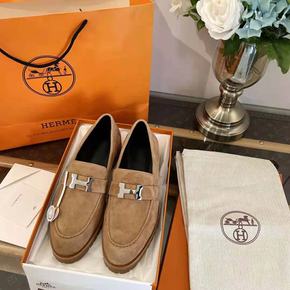 Hermes Faubourg Loafer in suede goatskin for Women in Beige Hermes Faubourg Loafer in suede goatskin for Women in Beige