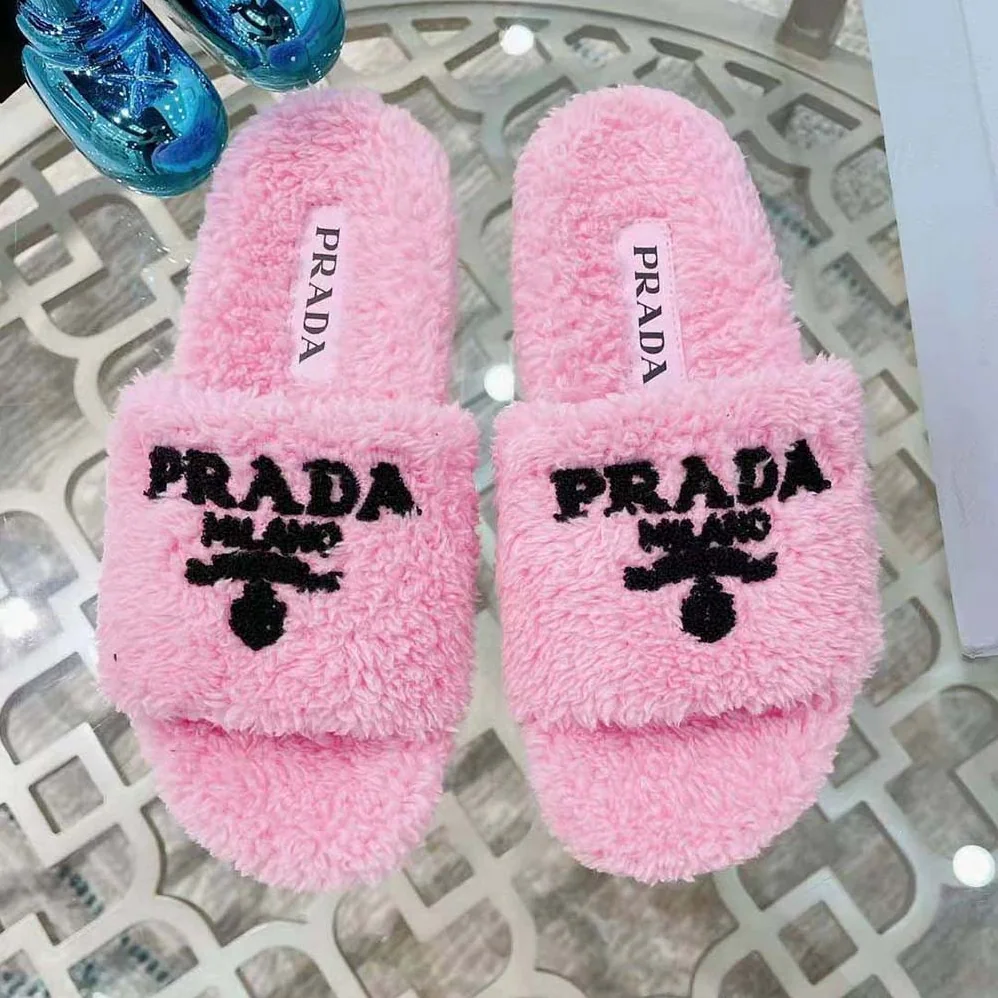 Prada Terry Cloth Slides for Women in Pink