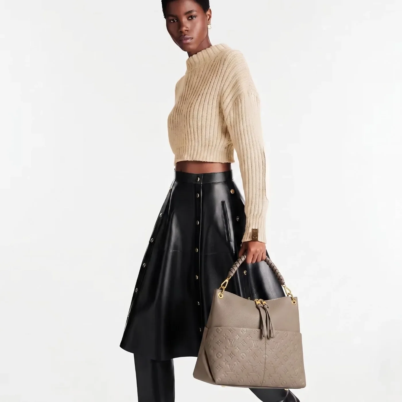 Louis Vuitton Maida Hobo Bag / Beige Monogram Empreinte Gold Hardware