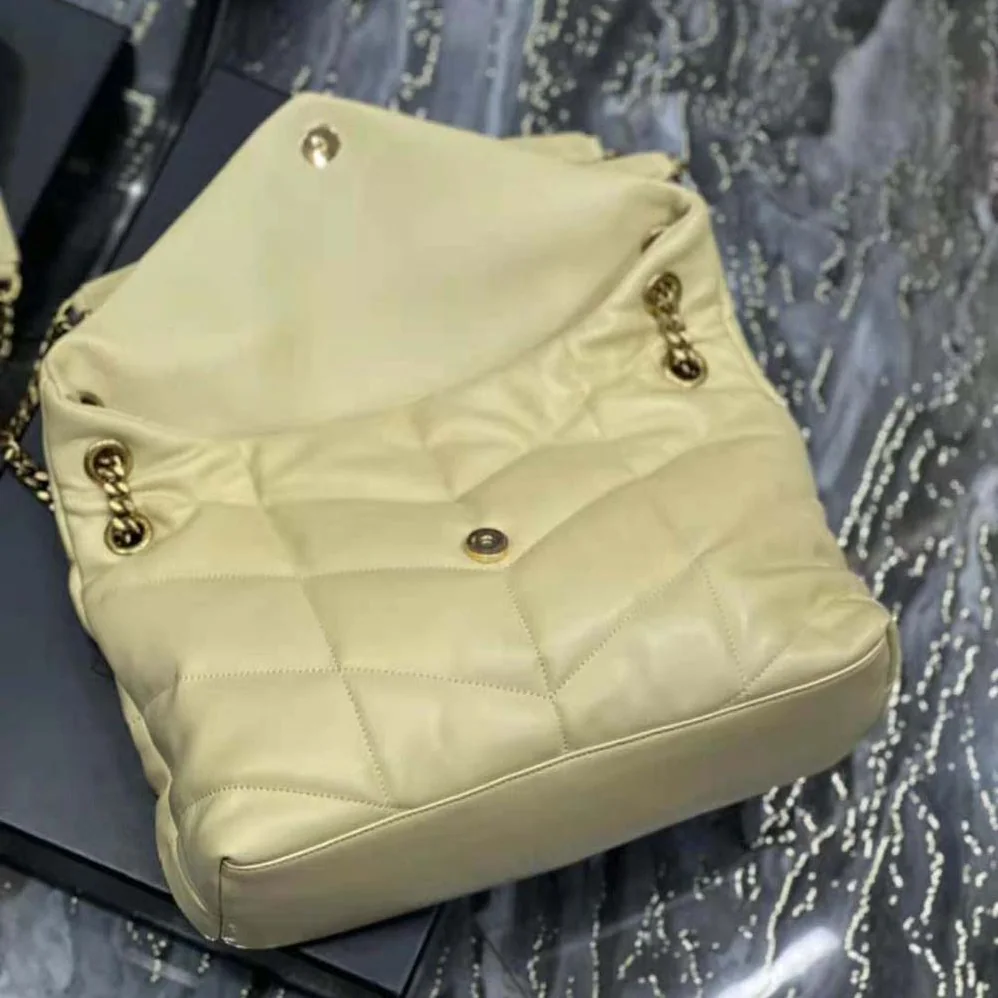 Saint Laurent YSL Puffer Medium Chain Bag in Quilted Lambskin for Women in Gold Saint Laurent YSL Puffer Medium Chain Bag in Quilted Lambskin for Women in Gold