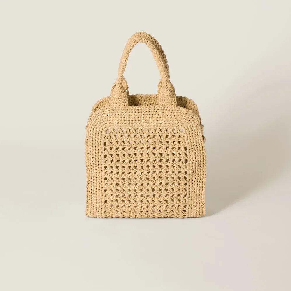 Miu Miu Raffia-Effect Woven Tote Bag Beige / - 5BA283_ADO1_F0A5T_V_OOO Miu Miu Raffia-Effect Woven Tote Bag Beige / - 5BA283_ADO1_F0A5T_V_OOO