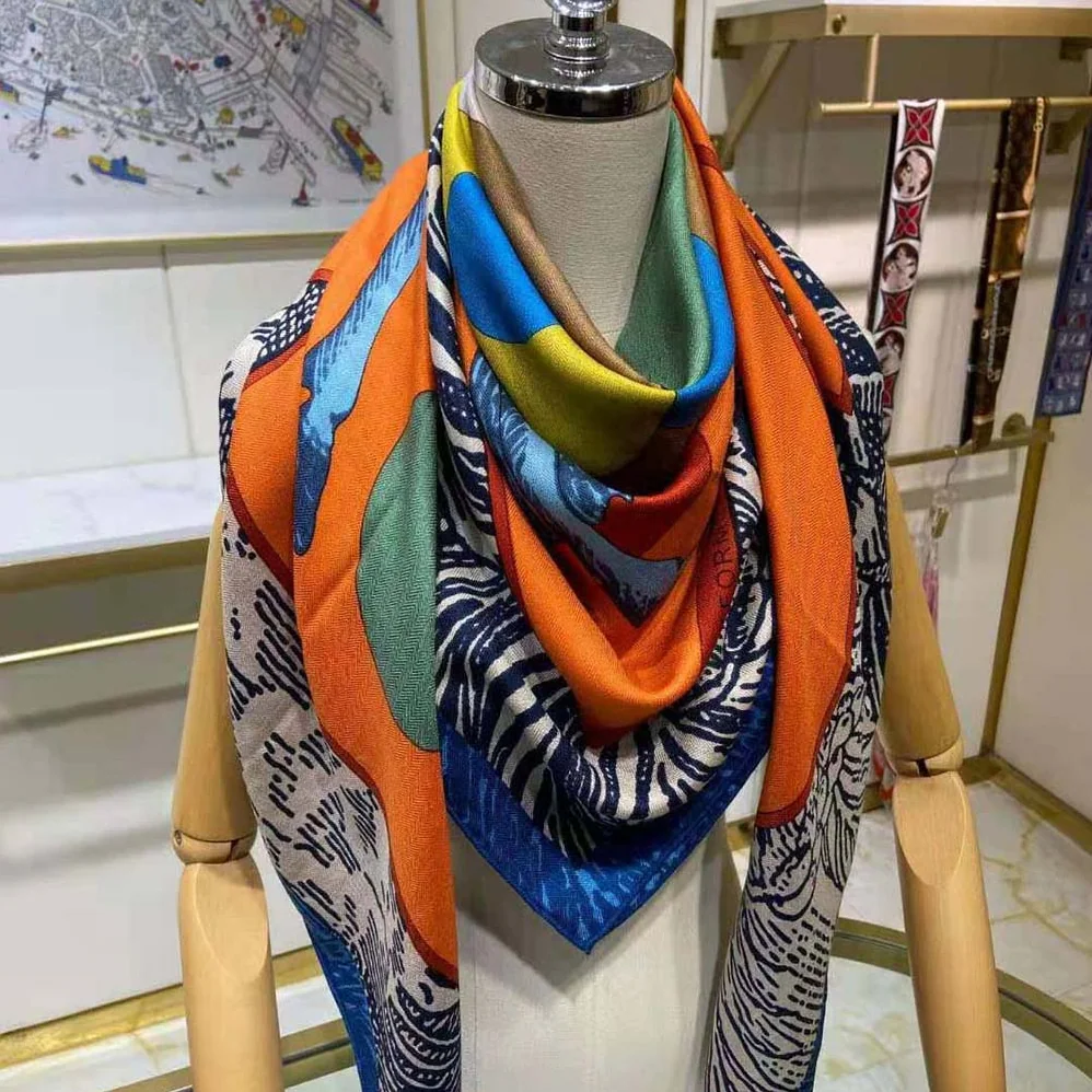Hermes Cavalier En Formes Scarf 90 for Women in Orange