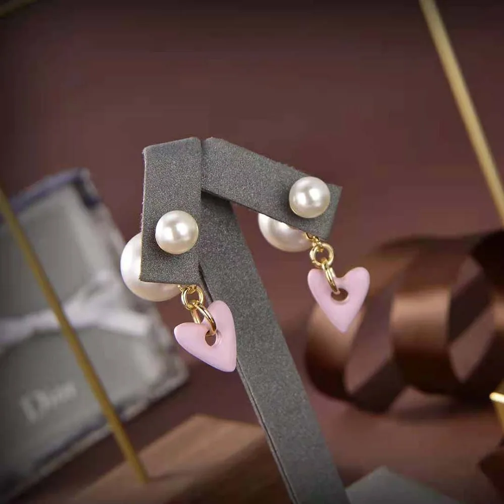 Dior Tribales Earrings Gold-Finish Metal and with Pink Glass for Women