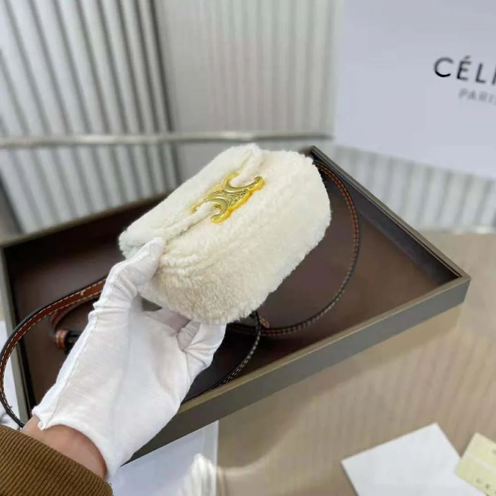 Celine Mini Triomphe in Shearling and Calfskin for Women