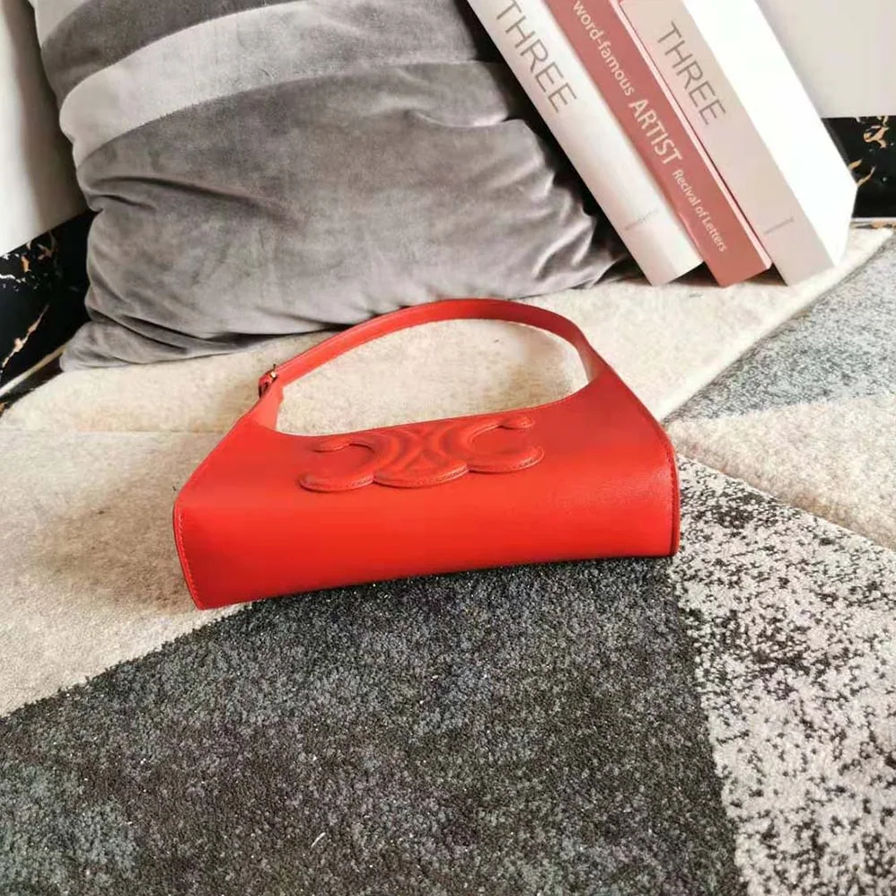 Celine Shoulder Bag Cuir Triomphe in Smooth Calfskin for Women in Red