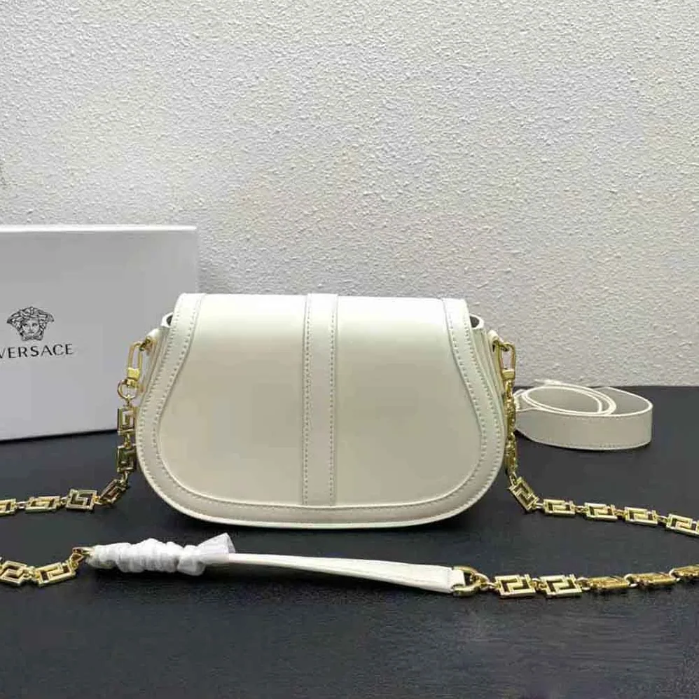Versace Greca Goddess Shoulder Bag for Women in White Versace Greca Goddess Shoulder Bag for Women in White