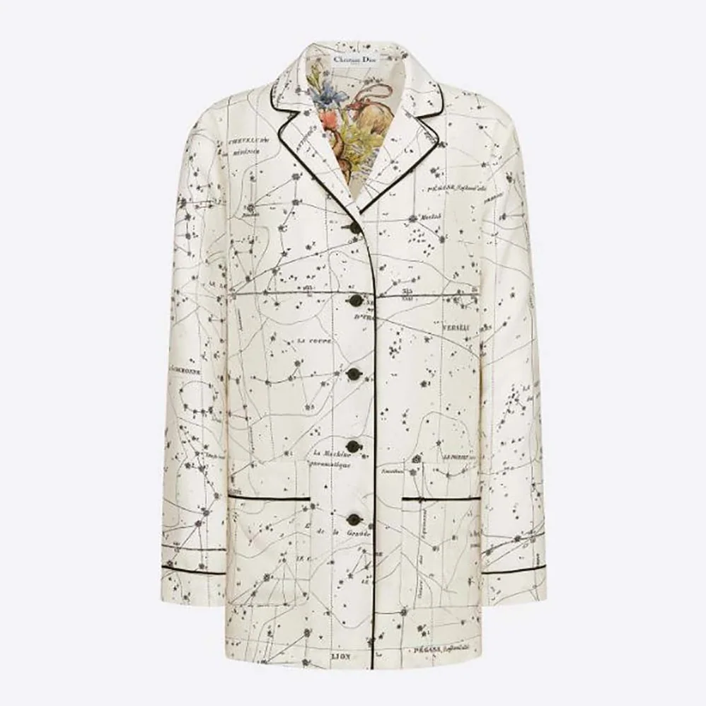 Dior Chez Moi Jacket White Dior Zodiac Silk Twill for Women Dior Chez Moi Jacket White Dior Zodiac Silk Twill for Women