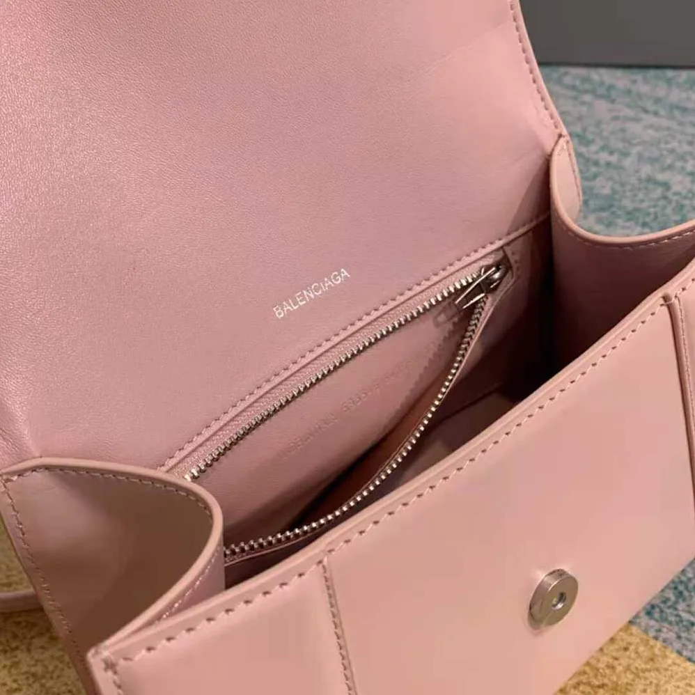 Balenciaga Hourglass Small Top Handle Bag in Light Pink Shiny Box Calfskin for Women
