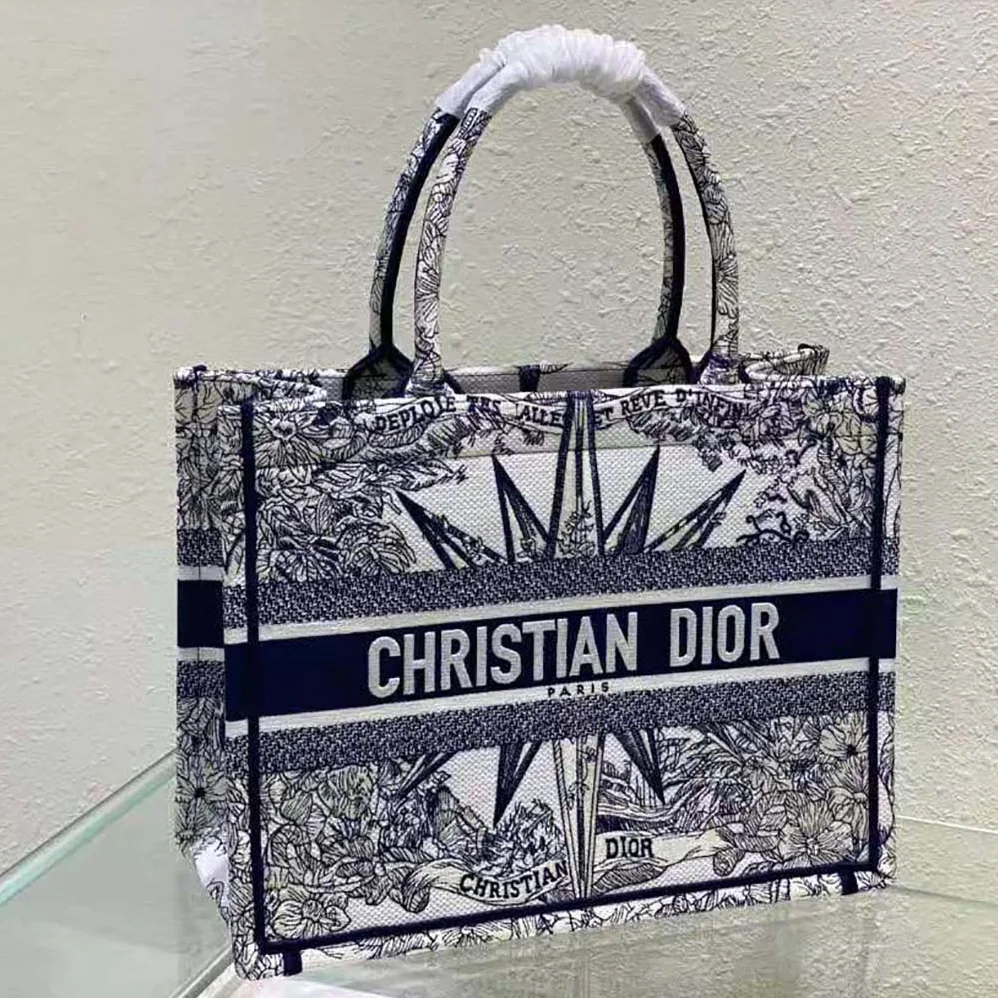 Dior Medium Dior Book Tote White and Blue Rêve D'Infini Embroidery for Women