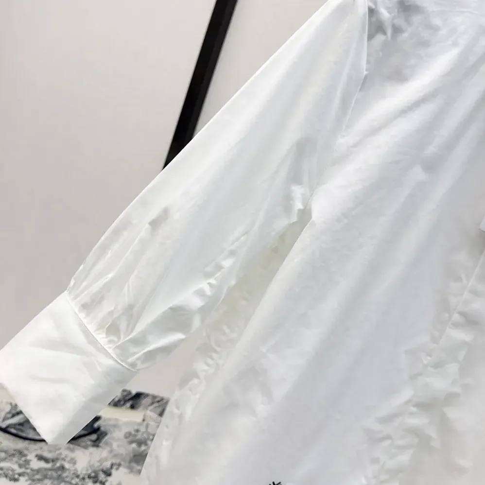 Dior Blouse with Puff Sleeves White Cotton Poplin for Women