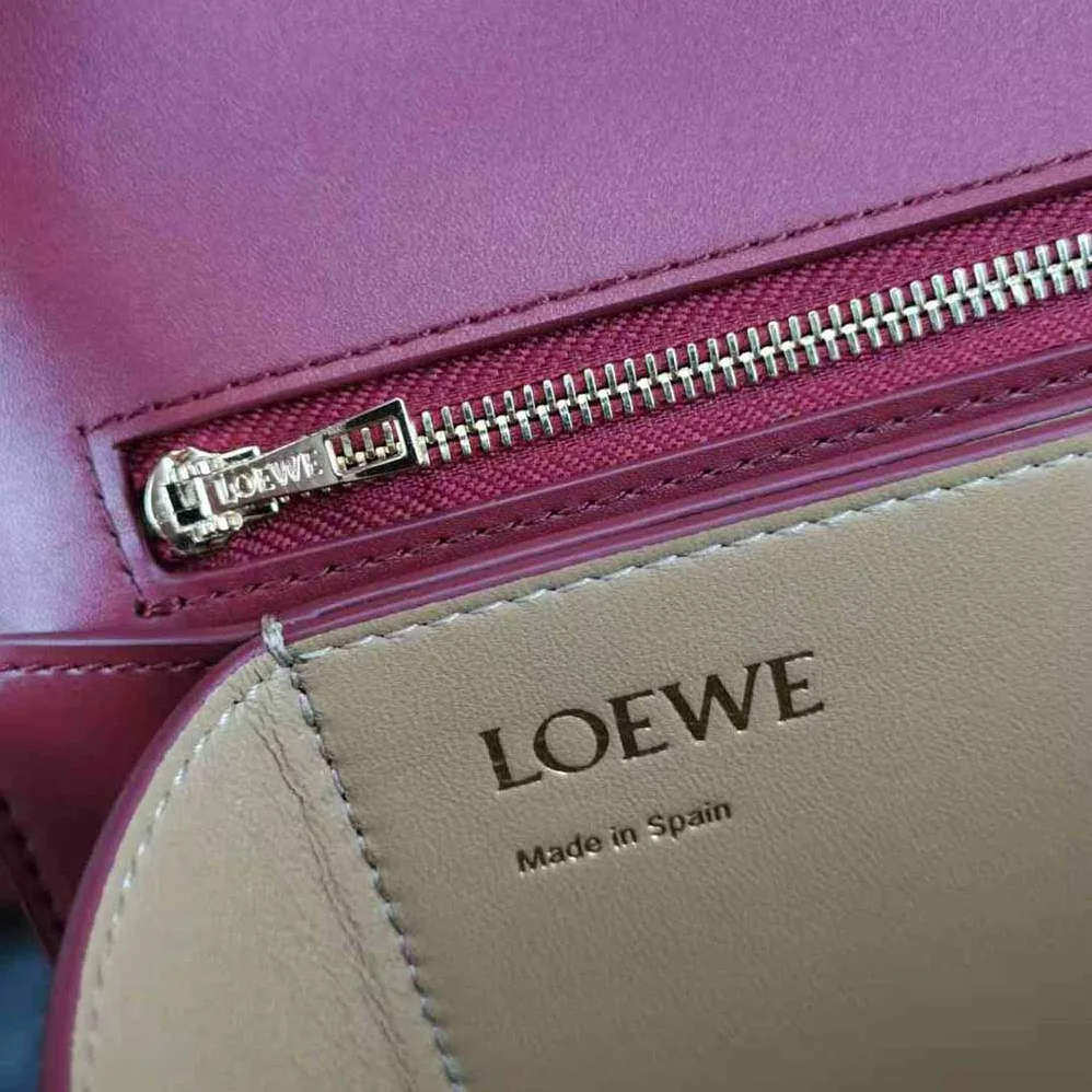 Loewe Barcelona Bag in Silk Calfskin for Women in Maroon Loewe Barcelona Bag in Silk Calfskin for Women in Maroon