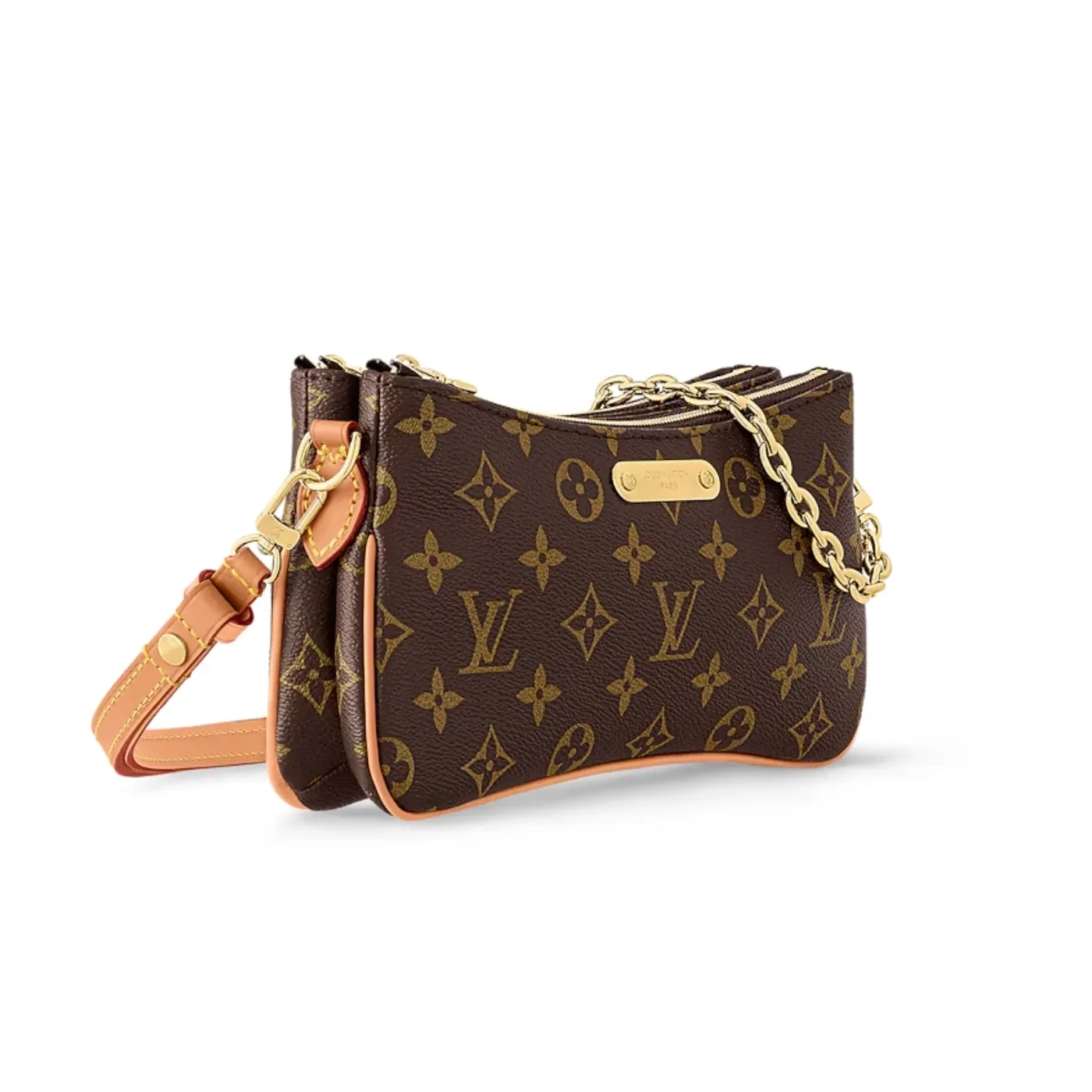 Louis Vuitton Pochette Liv Shoulder Bag / Brown Monogram Canvas Gold Hardware