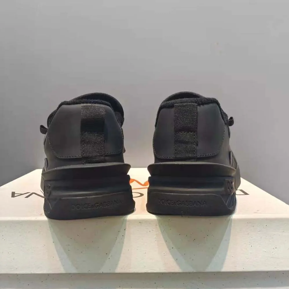 Dolce Gabbana D&G Mixed-Material Portofino Sneakers for Unisex in Black Dolce Gabbana D&G Mixed-Material Portofino Sneakers for Unisex in Black