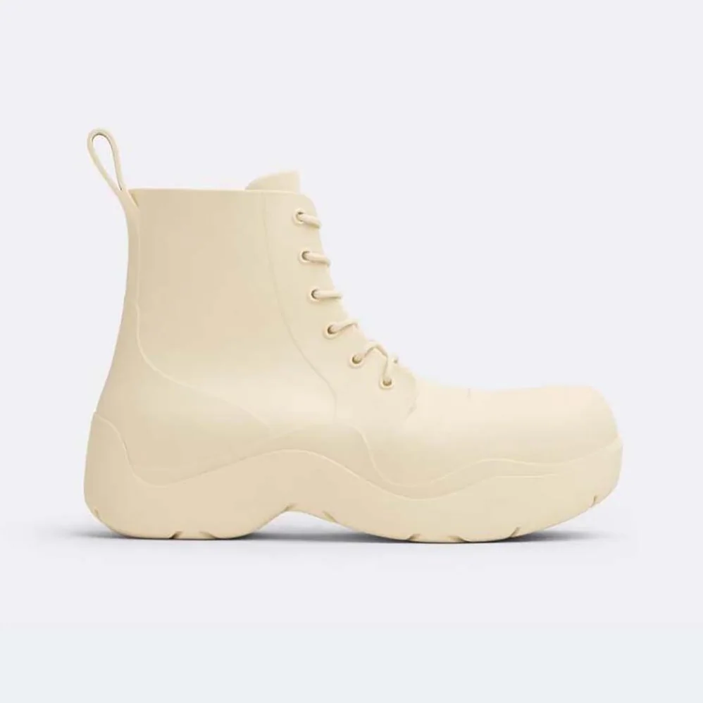 Bottega Veneta Puddle Lace-Up Ankle Boot for Unisex in White Bottega Veneta Puddle Lace-Up Ankle Boot for Unisex in White