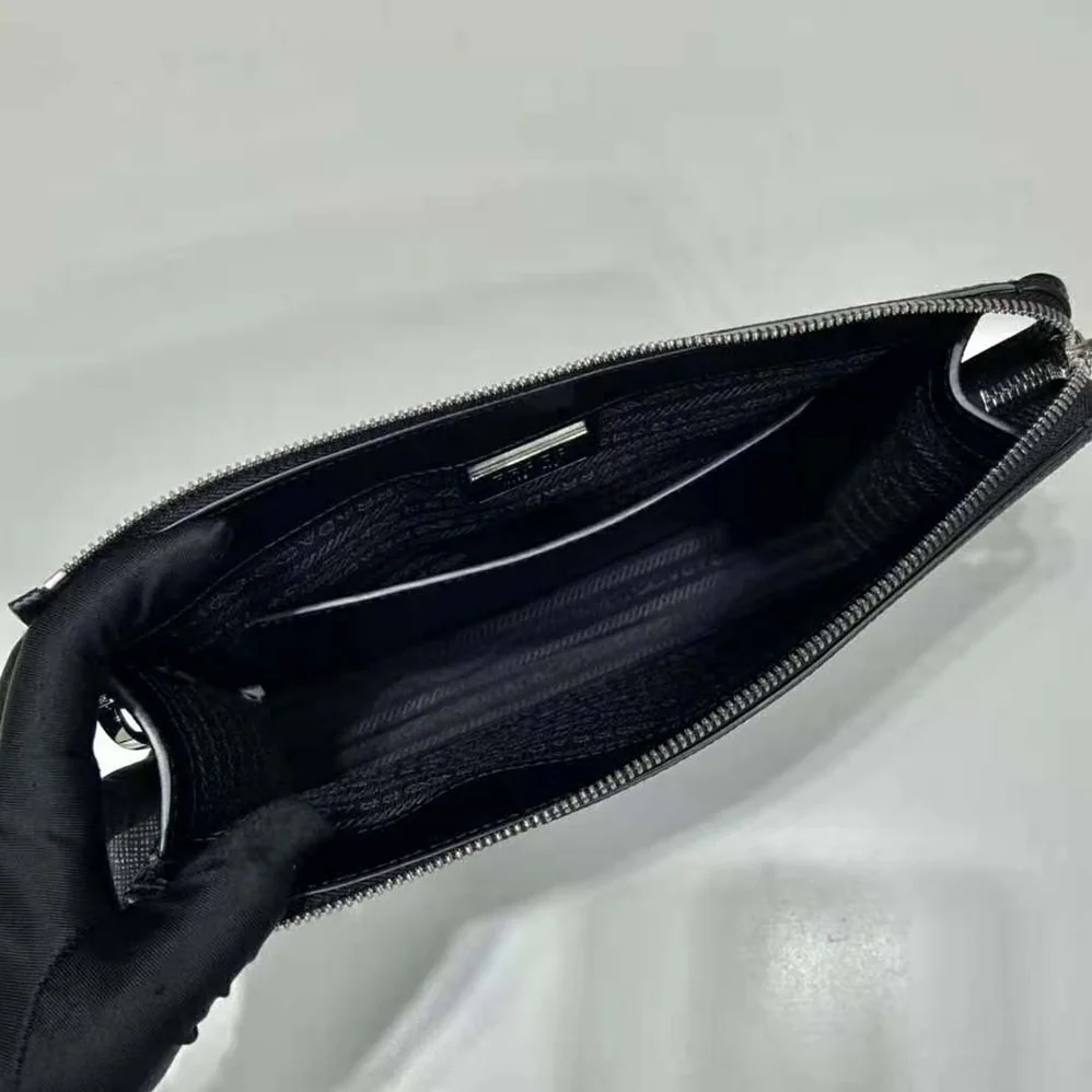 Prada Saffiano Leather Pouch for Men in Black Prada Saffiano Leather Pouch for Men in Black