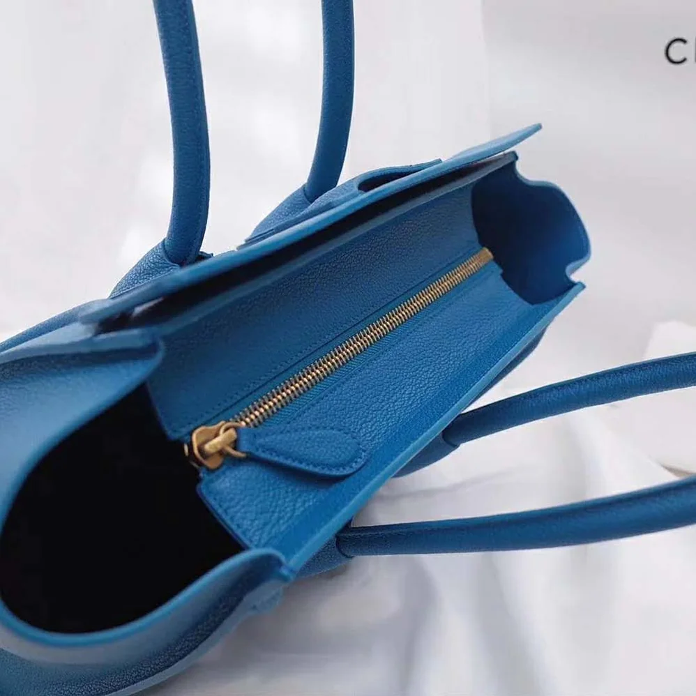 Celine Micro Luggage Handbag in Drummed Calfskin for Women in Blue Celine Micro Luggage Handbag in Drummed Calfskin for Women in Blue