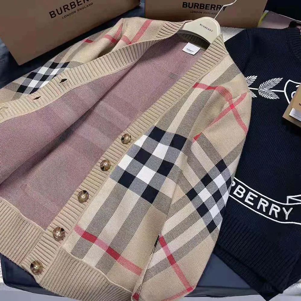 Burberry Check Technical Wool Jacquard Cardigan for Women