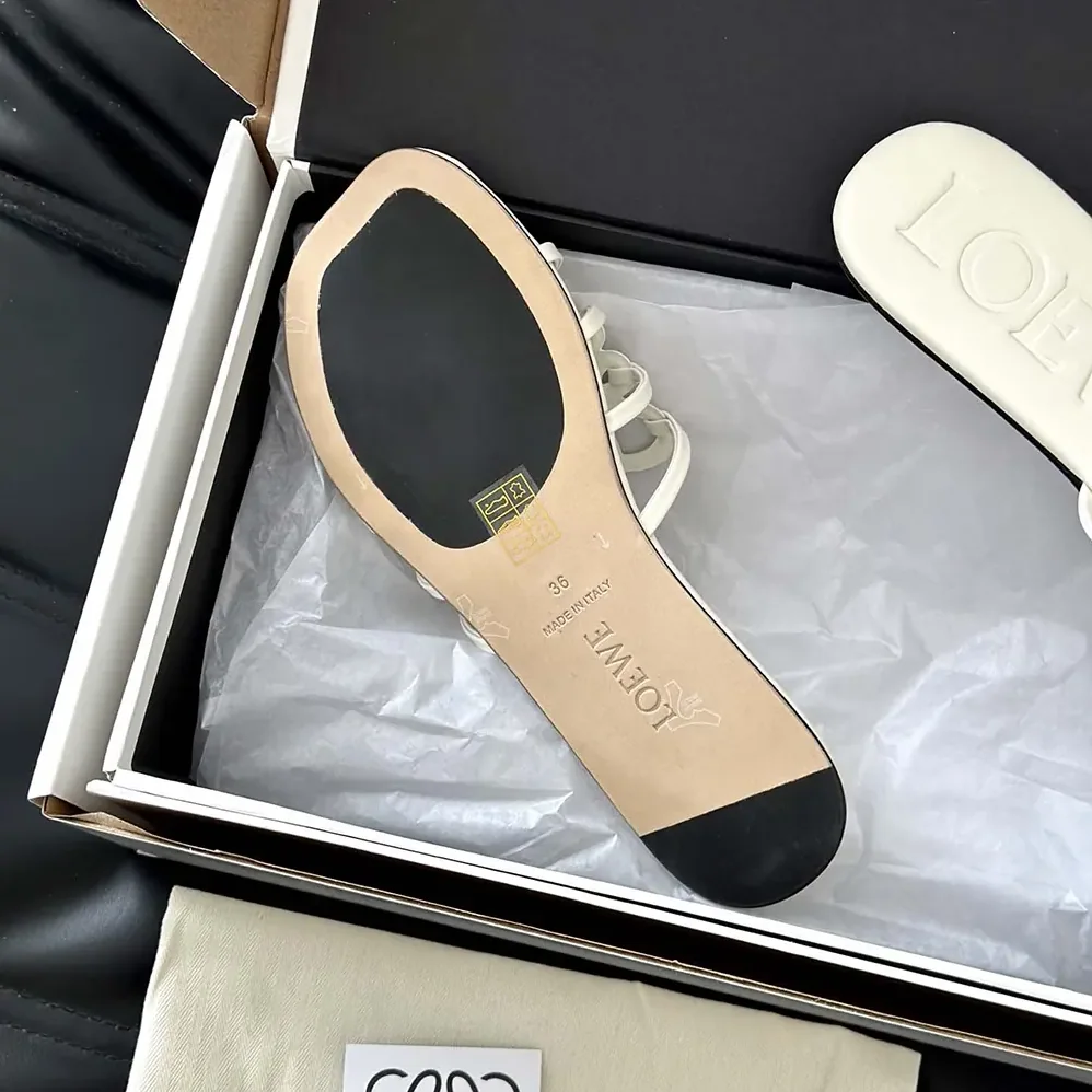 Loewe Petal Anagram Slide in Soft Calfskin for Women in White