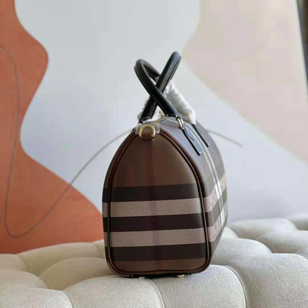 Burberry Check Medium Bowling Bag for Women in Black Burberry Check Medium Bowling Bag for Women in Black