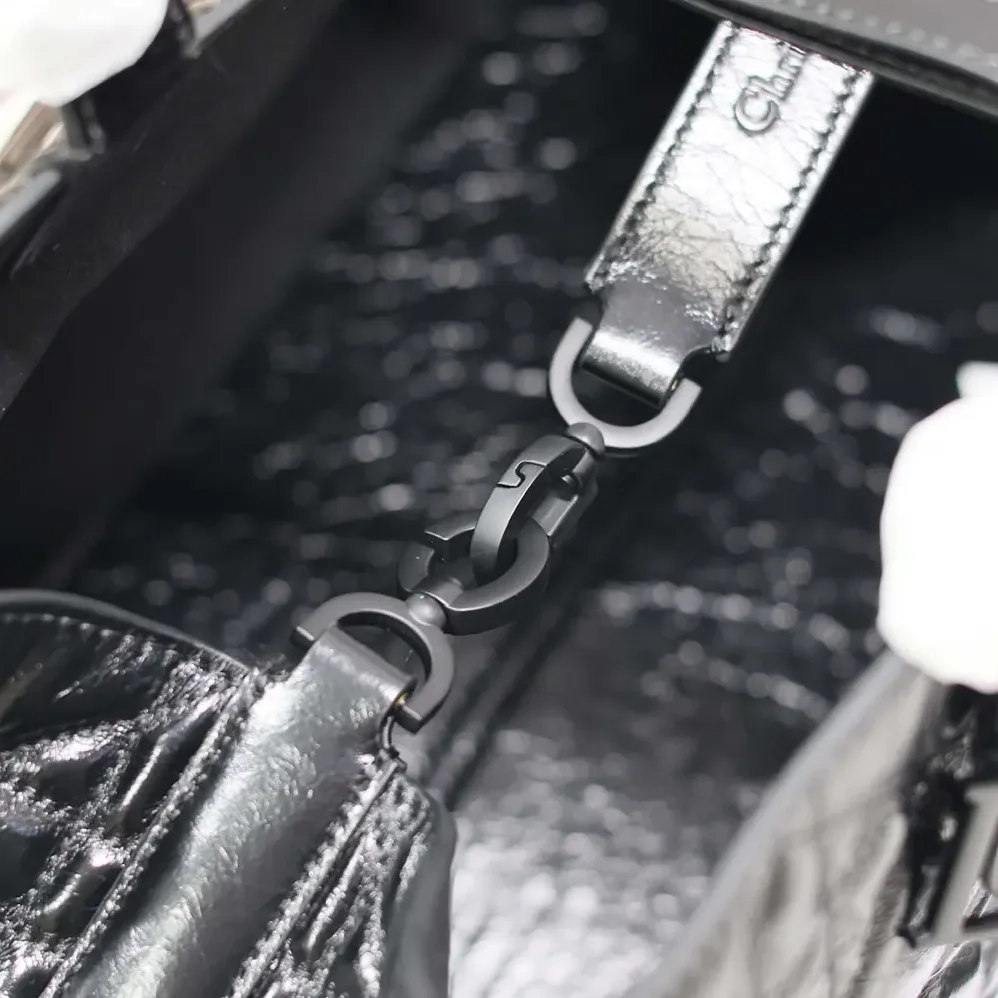Dior Large Dior Toujours Bag Black Macrocannage Crinkled Calfskin for Women