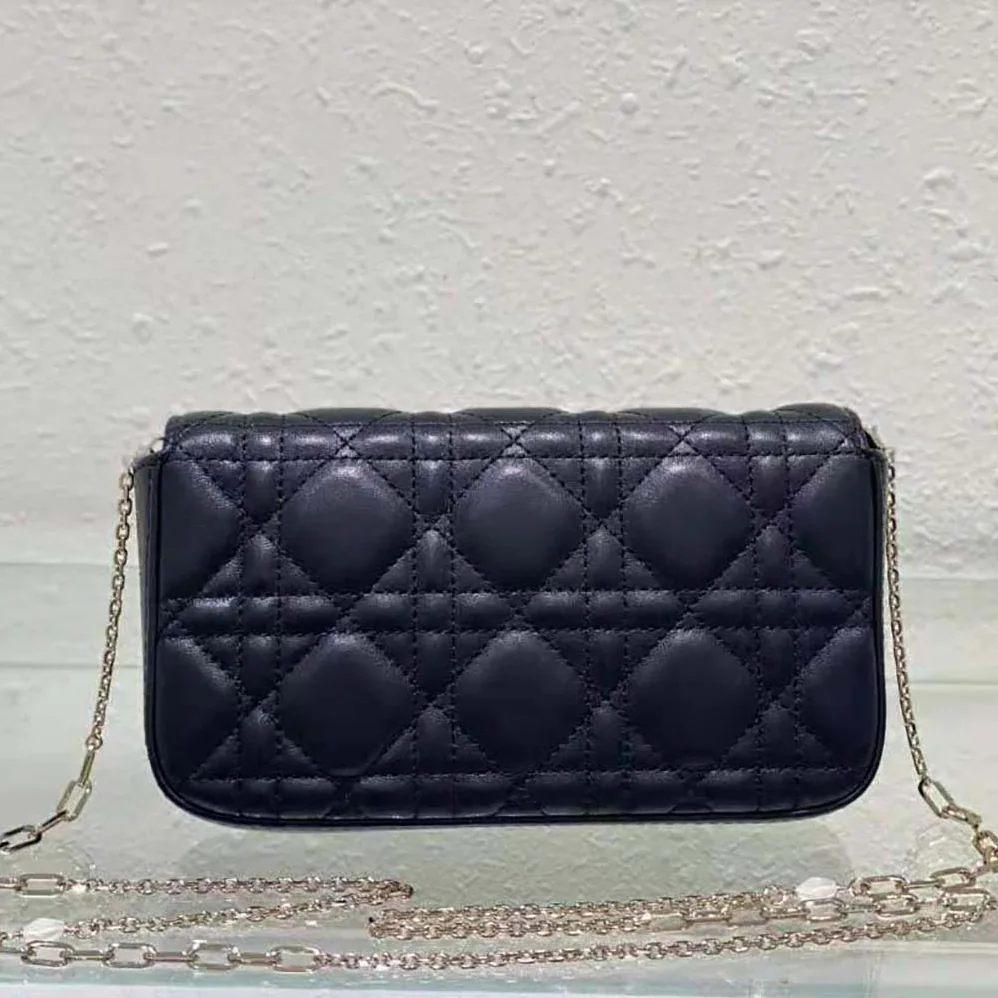 Dior Lady Dior Phone Pouch Black Cannage Lambskin for Women
