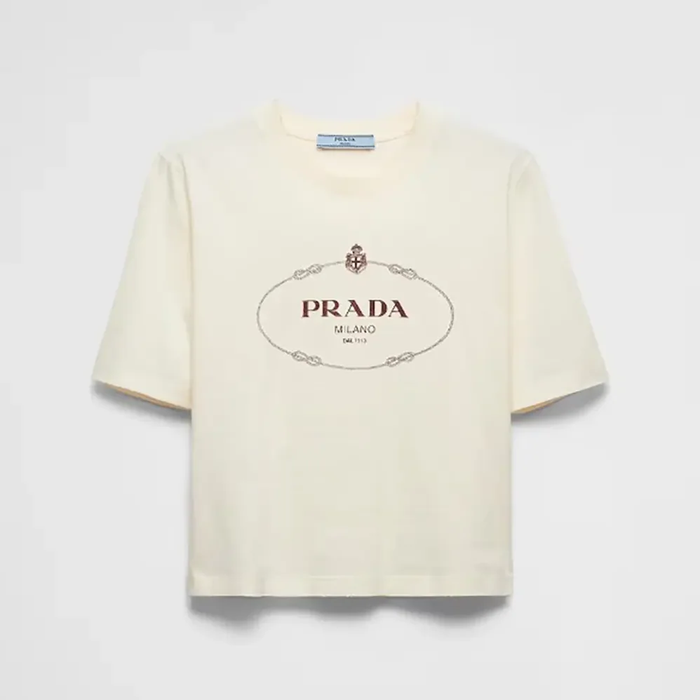 Prada Printed Jersey T for Women in shirt in Ivory
