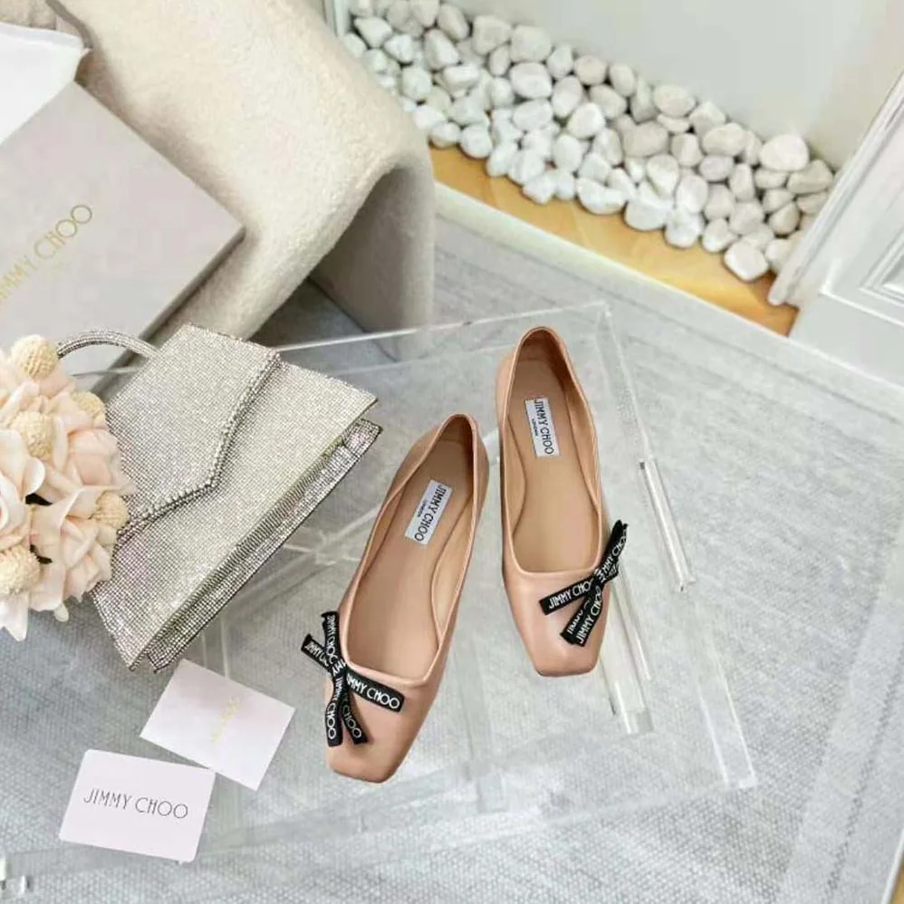Jimmy Choo Veda Ballerina Ballet Pink Nappa Leather Flat Ballerina Pumps with Jimmy Choo Bow for Women Jimmy Choo Veda Ballerina Ballet Pink Nappa Leather Flat Ballerina Pumps with Jimmy Choo Bow for Women