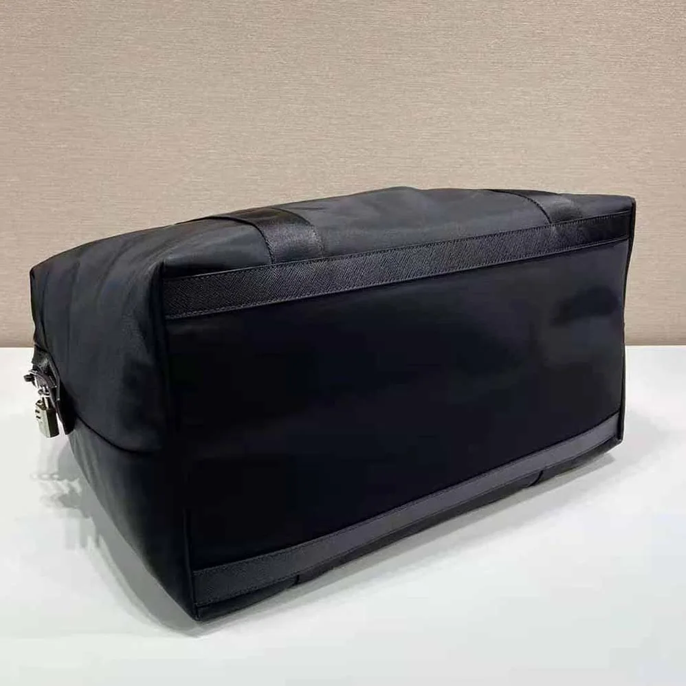 Prada Re-Nylon and Saffiano Leather Duffle Bag for Unisex in Black Prada Re-Nylon and Saffiano Leather Duffle Bag for Unisex in Black