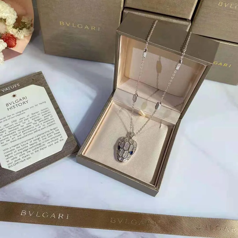 Bvlgari Serpenti Necklace in 18 KT White Gold for Women