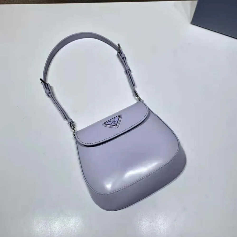 Prada Cleo Brushed Leather Mini Bag for Women in Purple Prada Cleo Brushed Leather Mini Bag for Women in Purple