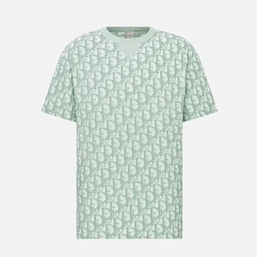 Dior Oblique Relaxed-Fit T-Shirt Green and White Terry Cotton Jersey for Men Dior Oblique Relaxed-Fit T-Shirt Green and White Terry Cotton Jersey for Men
