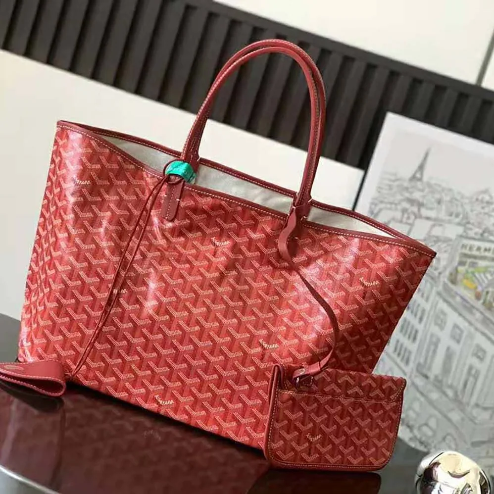 Goyard Saint Louis PM Bag in Goyardine Canvas & Chevroches Calfskin for Women in Red Goyard Saint Louis PM Bag in Goyardine Canvas & Chevroches Calfskin for Women in Red
