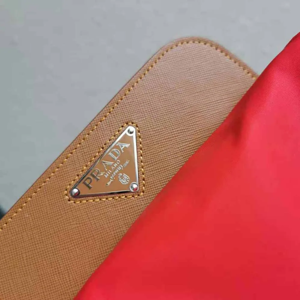 Prada Nylon and Saffiano Leather Backpack for Women in Red
