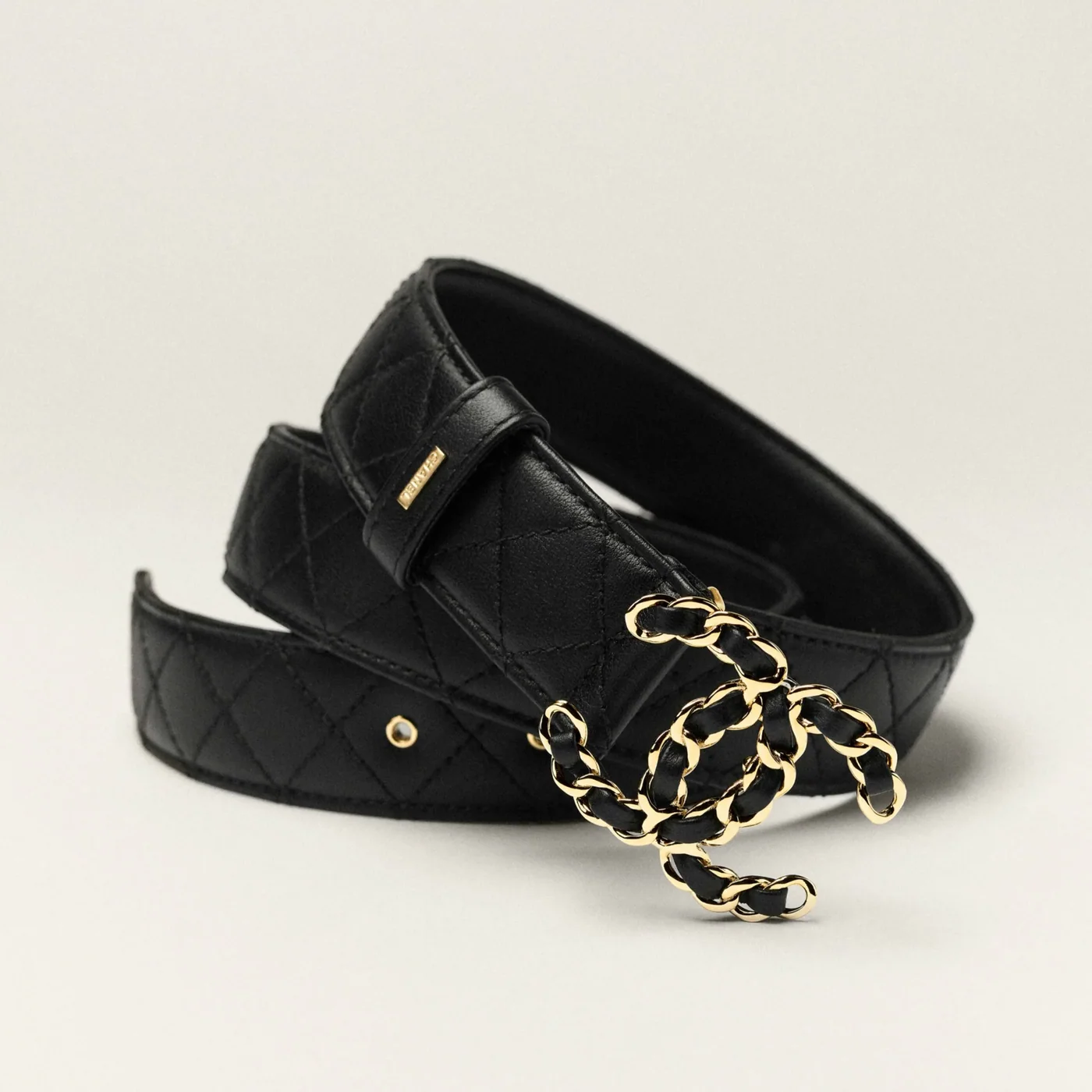 Chanel CC Buckle Quilted Belt Black