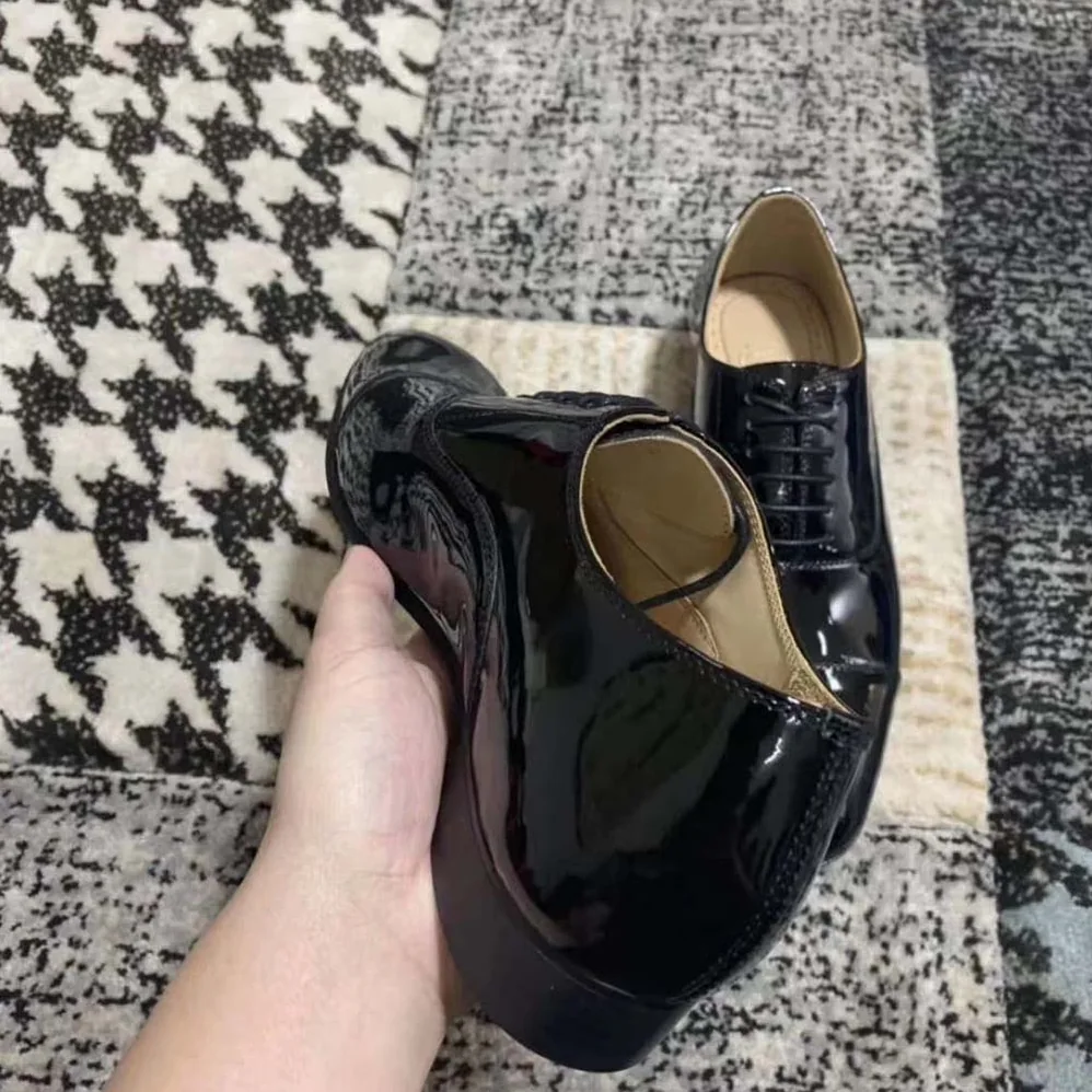 Christian Louboutin Greggo Lace-up Shoes in Patent Calf Leather for Men in Black Christian Louboutin Greggo Lace-up Shoes in Patent Calf Leather for Men in Black