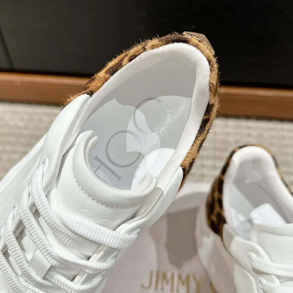 Jimmy Choo Diamond Maxi/F II Chalk Leopard Print Leather Trainers for Women