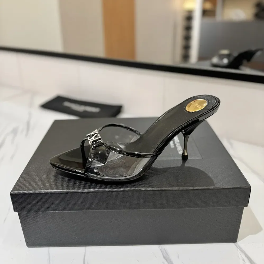 Saint Laurent YSL Jerry Mules in Tpu and Rhinestones for Women in Black Saint Laurent YSL Jerry Mules in Tpu and Rhinestones for Women in Black