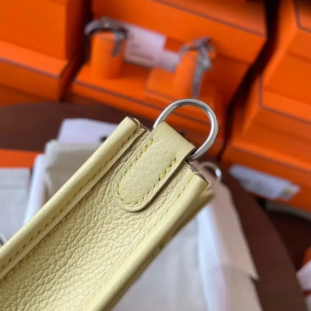 Hermes Evelyne 16 Amazone in Clemence Leather for Women in Yellow/Silver Hermes Evelyne 16 Amazone in Clemence Leather for Women in Yellow/Silver