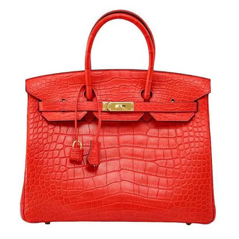Hermes Birkin 30 Bag in Alligator Leather with Gold Hardware in Red