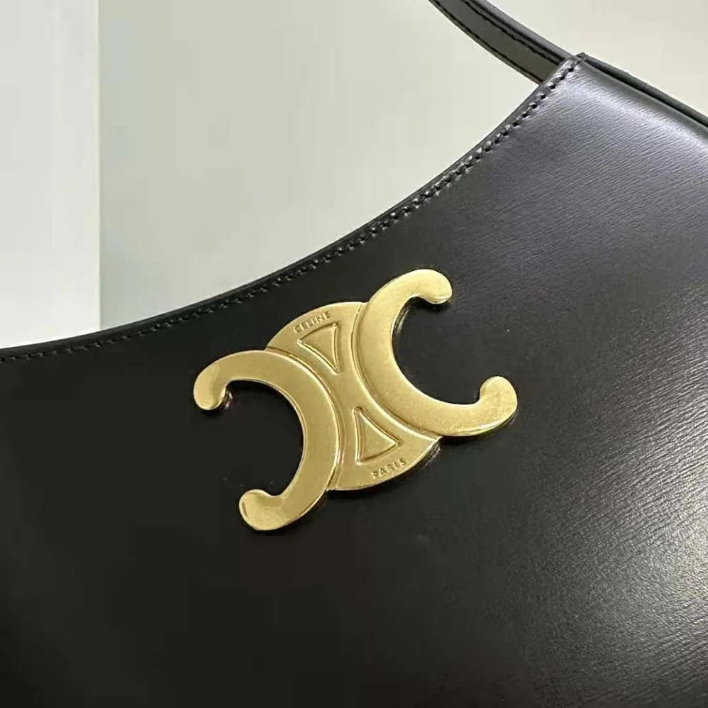 Celine Medium Tilly Bag in Shiny Calfskin for Women in Black