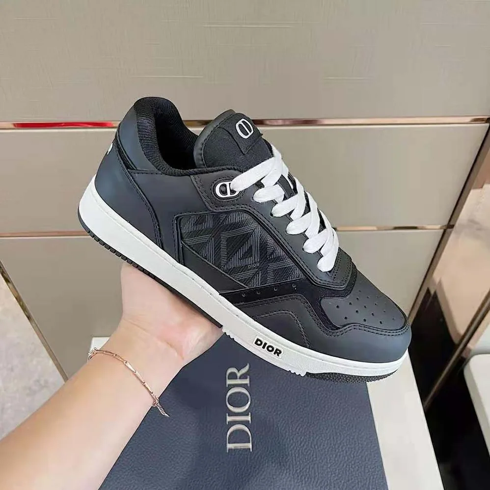 Dior B27 Low-Top Sneaker Black Smooth Calfskin and CD Diamond Canvas for Men