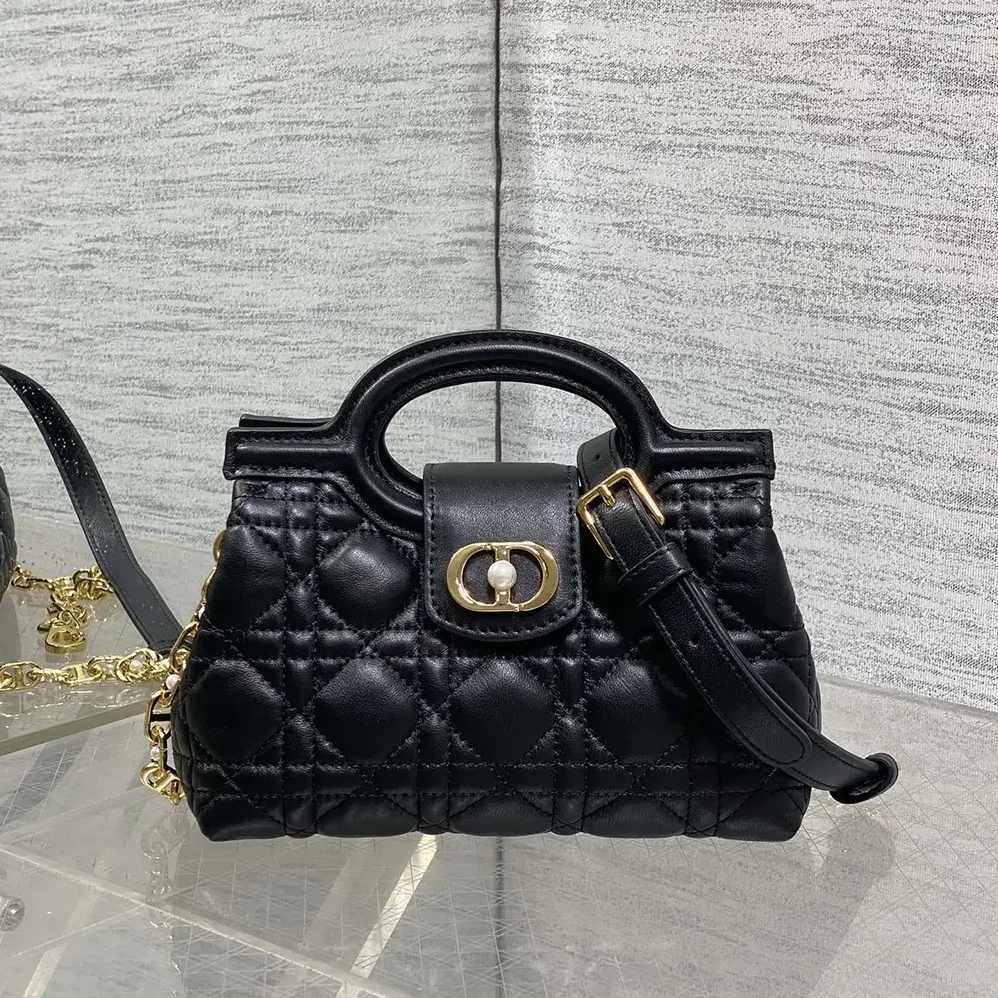 Dior Dior Jolie Top Handle Mini Bag Black Cannage Lambskin for Women