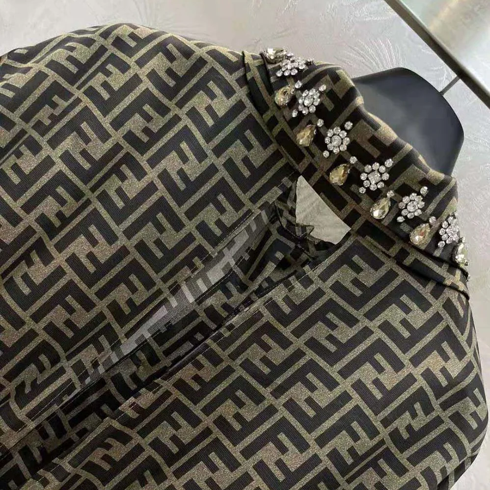 Fendi Dress Brown FF Twill Shirt for Women Fendi Dress Brown FF Twill Shirt for Women