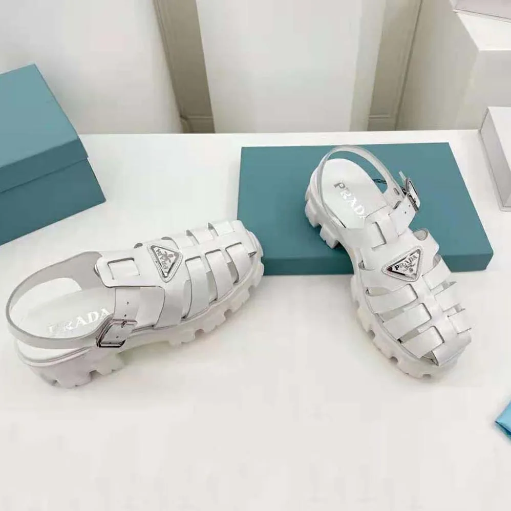 Prada Foam Rubber Sandals in 55 mm Heel Height for Women in White